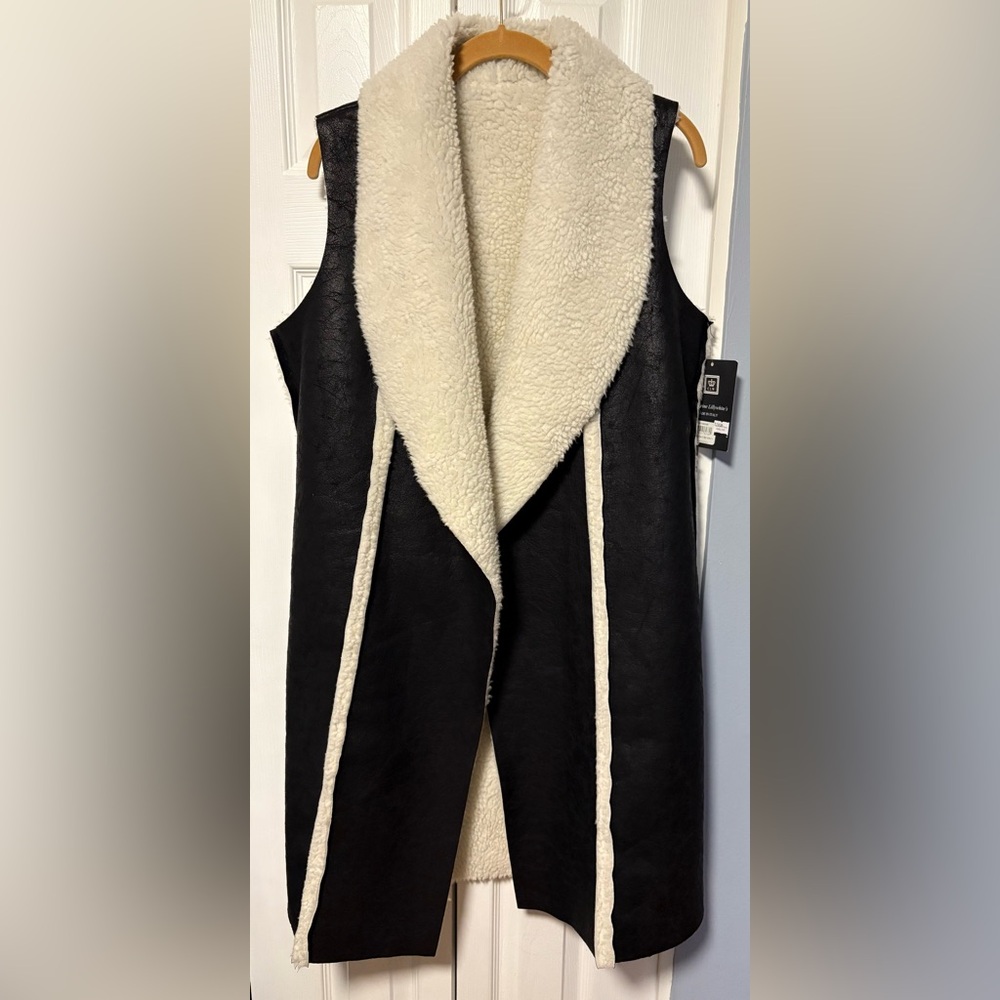 Catherine Lillywhite’s Black Faux Shearling Vest Coat - Made in Italy